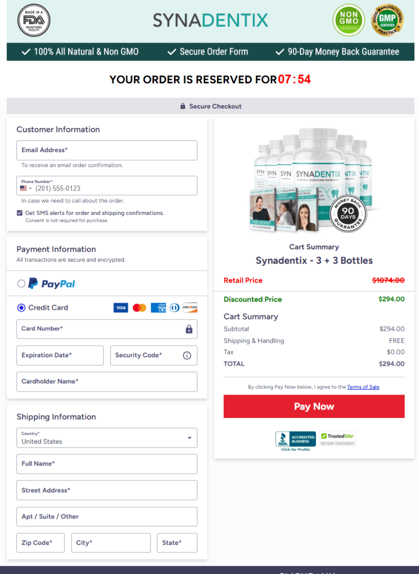 Synadentix Buy Checkout Page